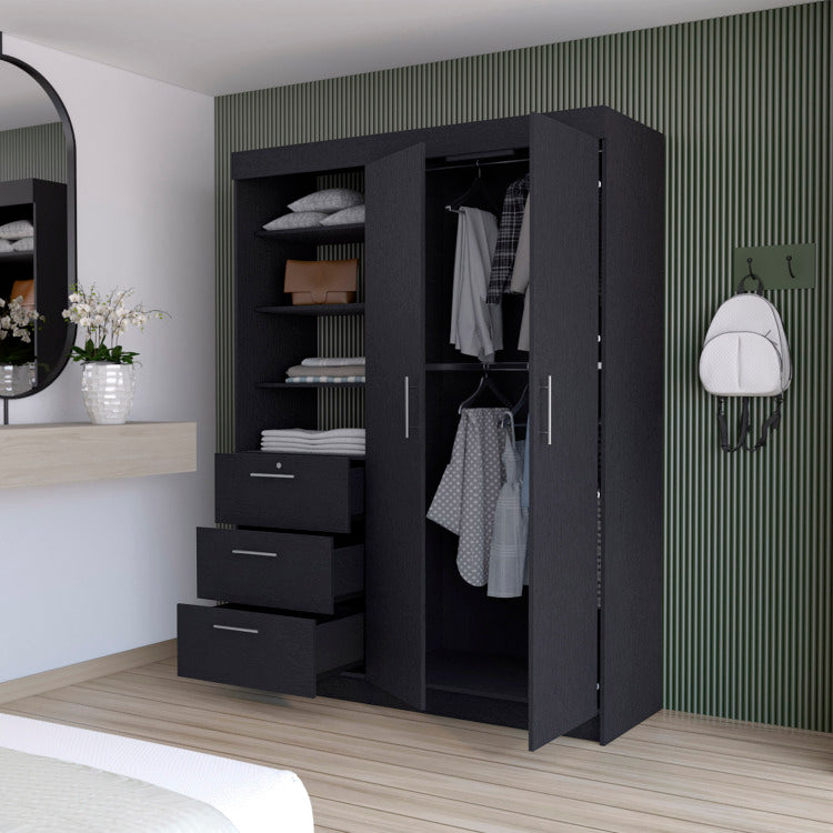 Tempe 3 Drawers Armoire, 3 Tier Shelf, 2 Door