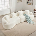 Curved Boneless Sofa,Compression Modular 110'' Sectional,White High Density,Couches Sleeper For Living Room Bedroom Apartment Lounge,Chenille
