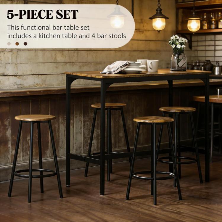 Table With Stools,Kitchen Table 4 Chairs,5 Piece Counter Height Bar Table And Chairs Set