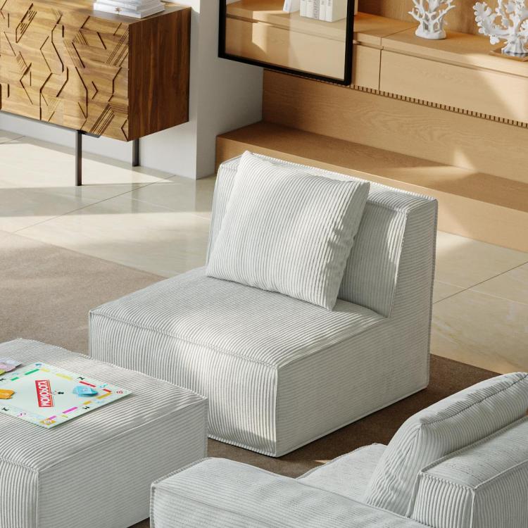 Belfin Modular Sectional Sofa, Convertible Tofu Block Sofa Floor Sofa Bed Armrest Comfy Sofa Bed Compressed Sofa Compression Sofa For Living Room Bedroom Chenille Fabric Beige