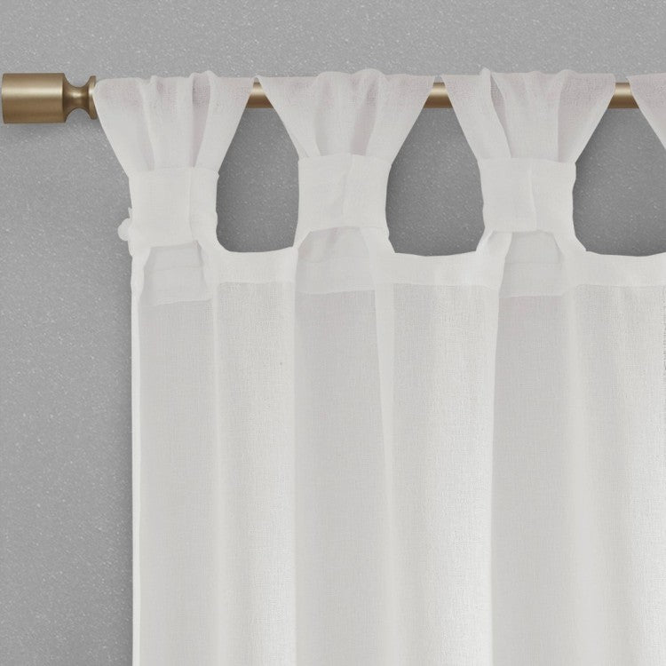 Floral Emb Hed Cuff Tab Top Solid Curtain Panel Only 1 Pc Panel