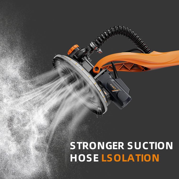 Drywall Sander With Vacuum Dust Collection, 6 Variable Speed Foldable Telescopic Electric Wall Sander, Popcorn Ceiling Removal Tool, 1900Rpm Power Sander Tool, Led Light, 18Pcs Sanding Discs