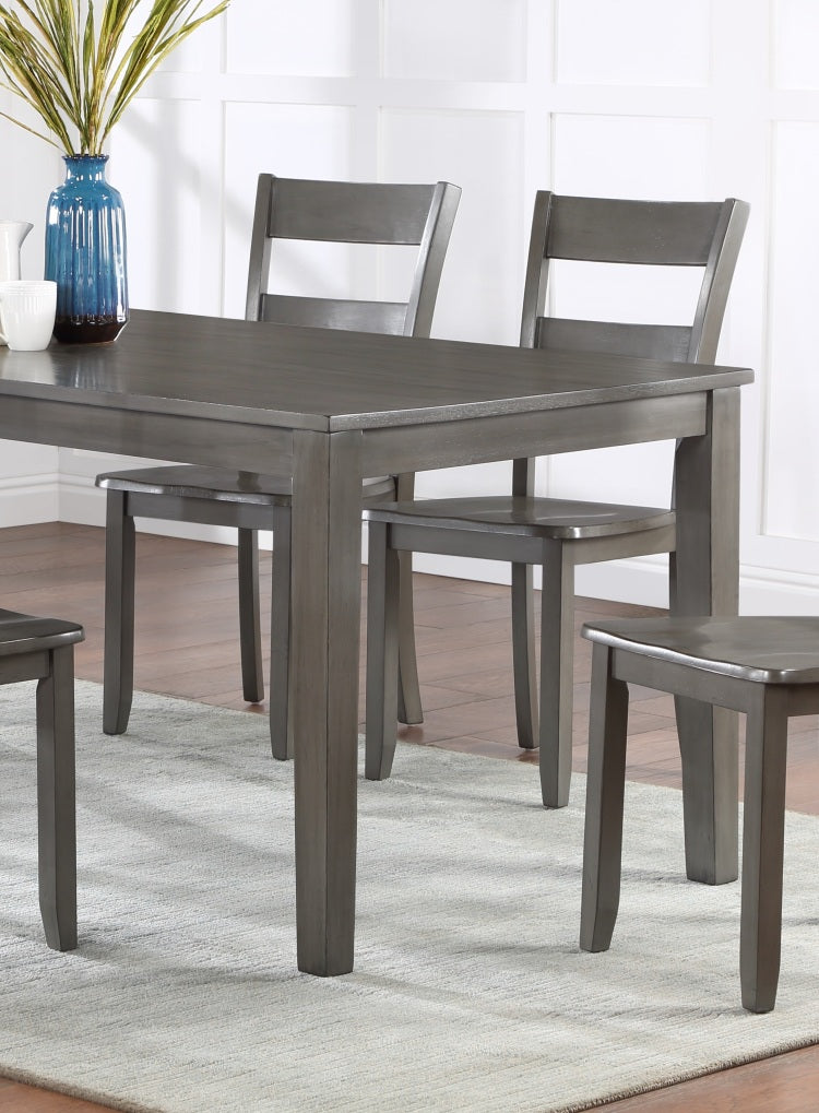 2Pc Transitional Dining Side Chair Ladder Back Wooden Dining Room Furniture Gray