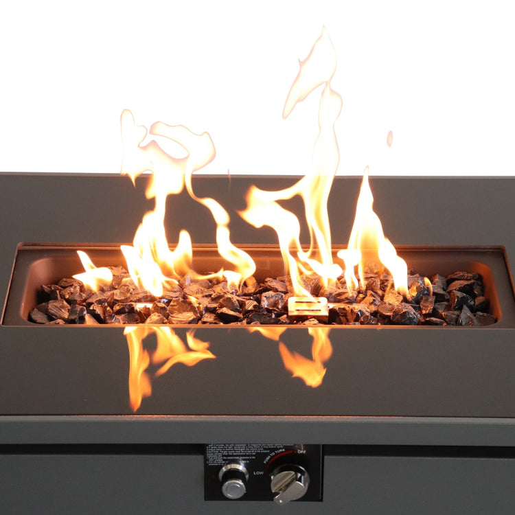 25" H X 42" W Steel Outdoor Fire Pit Table With Lid