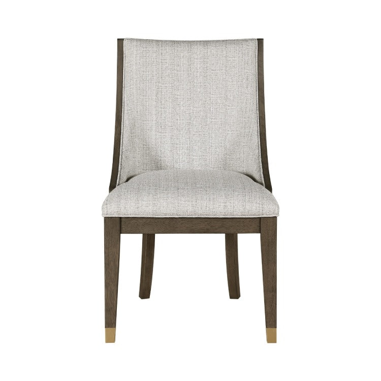 Greta Armchair Set Of 2, Semi Deconstructed Gold Metal, Beige Fabric
