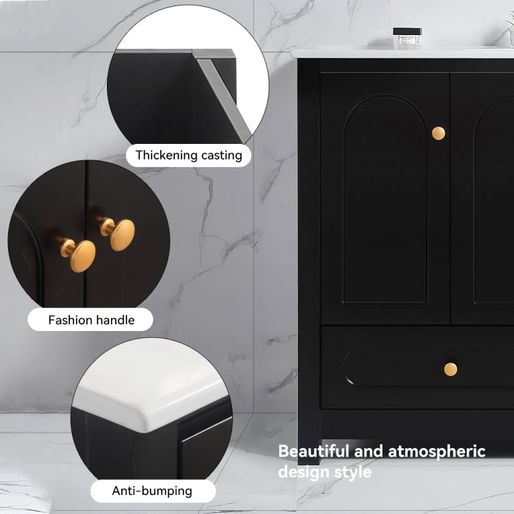 A 48 Inch Wide Black Bathroom Vanity With Large Storage Space A Cabinet Featuring 4 Soft Close Doors And 2 Drawers Excluding The Ceramic Basin