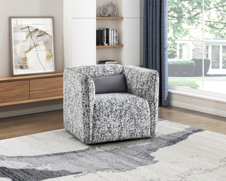 Fancy Swivel Chair Jacquard Fabric Upholstery Modern Living Room Furniture 1Pc Accent Chair