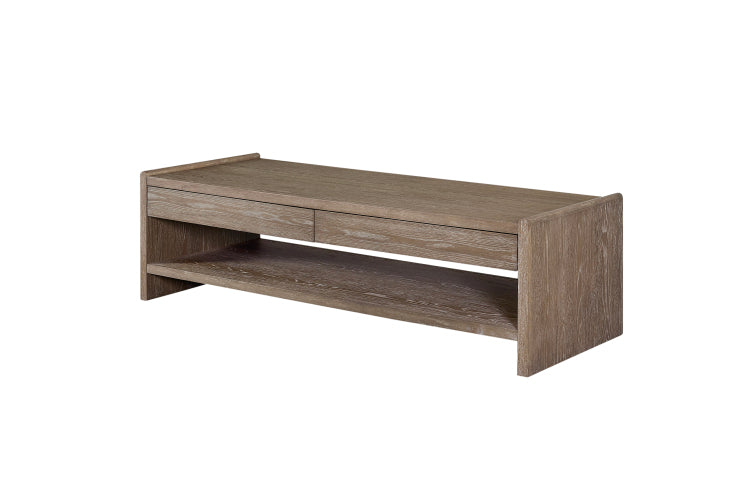 Wood Top 2 Drawer Cocktail Table Cocoa