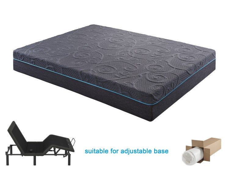 11 Inch Queen Size Bed Mattress Gel Infused Memory Foam Hybrid Mattress, Dark Gray, Mattress In A Box