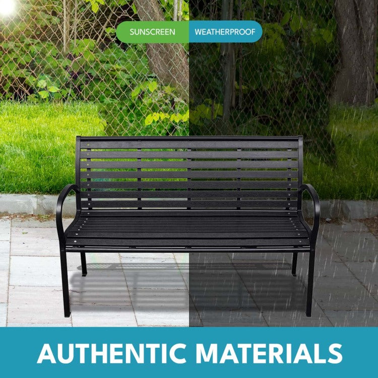 45.7In. Patio Bench Black Steel And Wpc