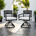 Outdoor Patio Aluminum Swivel Rocker 2Pcs With Outdoor Grade Sunbrella Fabric Cushions, Ember Black