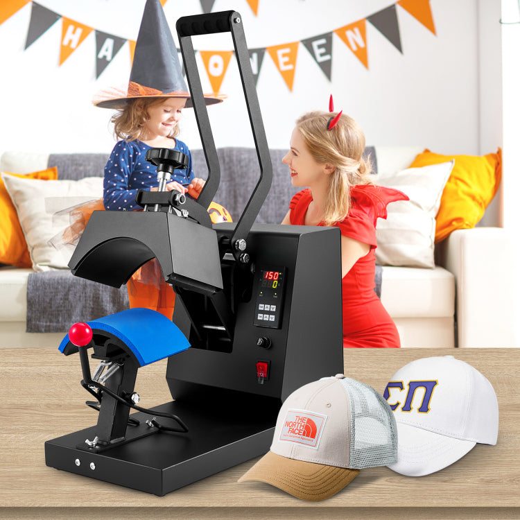 Hat Heat Press, 4 In 1 Cap Heat Press Machine, 6X3Inches Clamshell Sublimation Transfer, Lcd Digital Timer Temperature Control With 4Pcs Curved Heating Elements 6X3 6.7X2.7 6.7X2.7 8.1X3.5