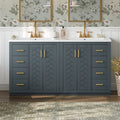 60'' Bathroom Vanity Set With Ceramic Sink Separate ,Solid Wood Frame Bathroom Storage Cabinet, Freestanding Vanity Set With Drawers & Soft Closing Doors