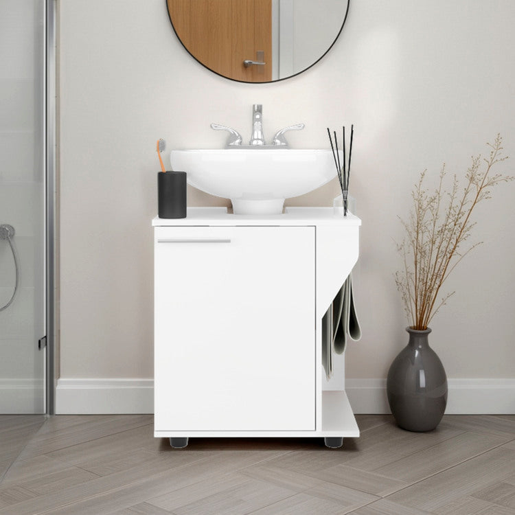 Gila Bend Under Sink Storage Cabinet, Compact Design, With Two Shelves For Organizing Bathroom Items, White