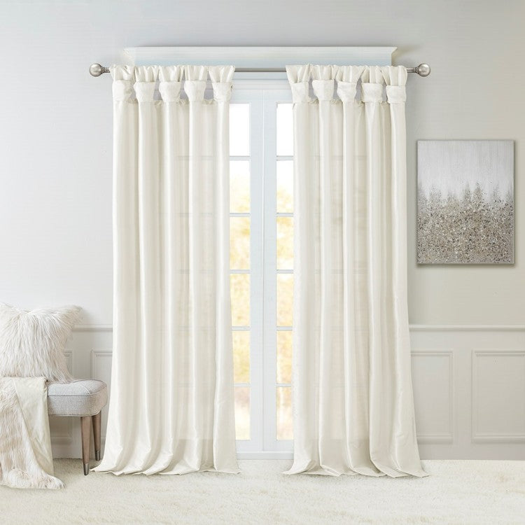 Twist Tab Lined Window Curtain Panel White 50X95"