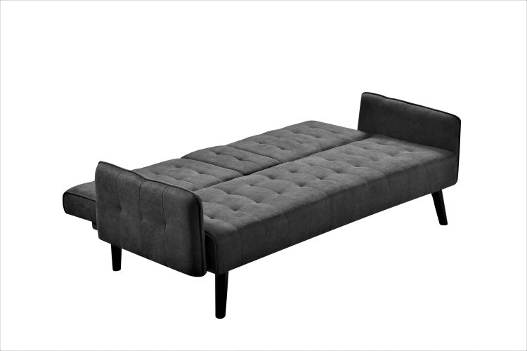 72" Sleeper Sofa Bed Convertible Folding Backrest To Full Bed With Cup Holder & Drop Down Table Space Saving Linen Sofa For Small Spaces Easy Assembly, Dark Grey