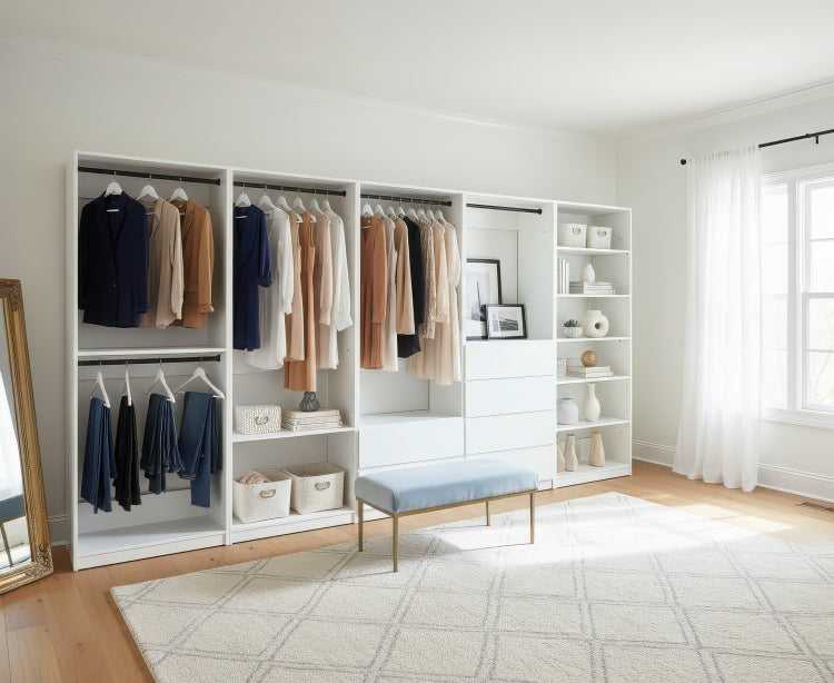 Prosper White Freestanding Walk In Wood Closet System