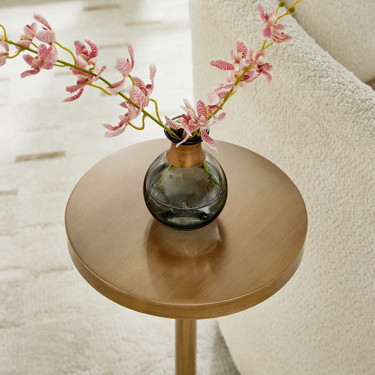 Morven Antique Brass Adjustable Height Accent Table