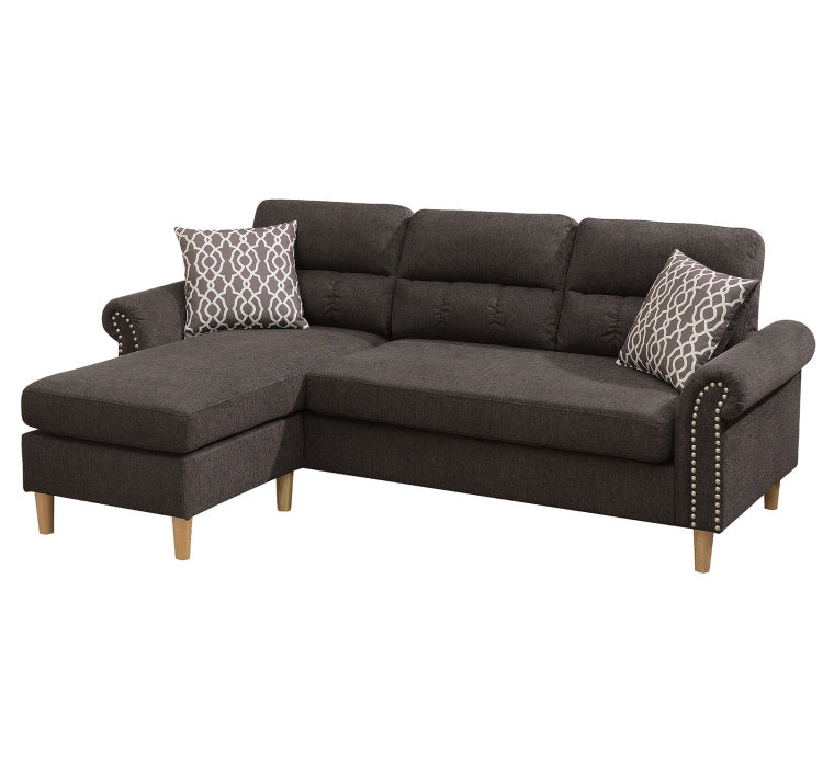 Reversible Sectional Set W 2 Accent Pillows In Tan