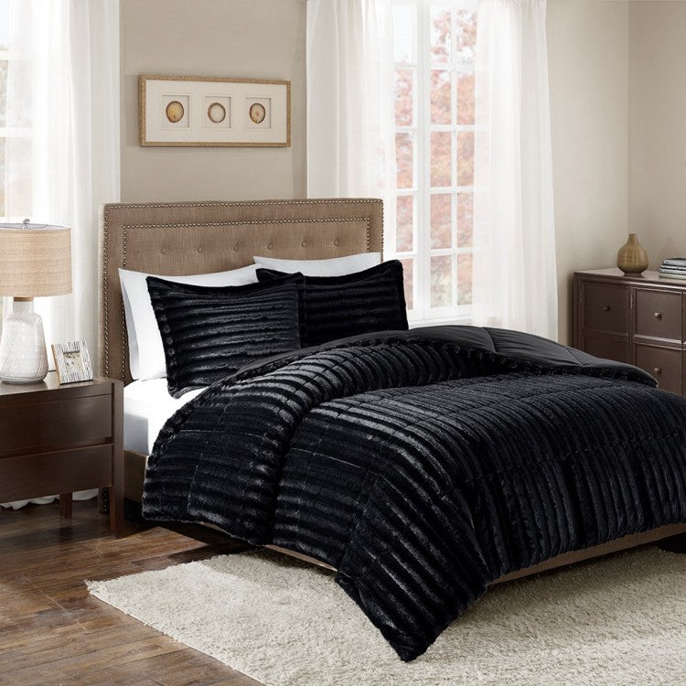 Full Queen Faux Fur Comforter Mini Set