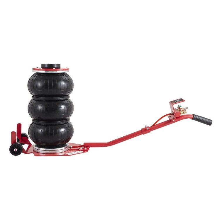 Air Jack, 3 Ton 6600 Lbs Triple Bag Air Jack, Airbag Jack With Six Steel Pipes, Lift Up To 17.7 Inch 450 Mm, 3 5 S Fast Lifting Pneumatic Jack, With Long Handles For Cars, Garages, Repair, Red