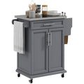 Homcom Kitchen Island On Wheels, Rolling Kitchen Cart With Stainless Steel Countertop, Drawer, Towel Rack And Spice Rack, Utility Storage Trolley, Gray
