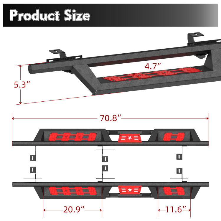 Running Boards Compatible For 2018 2026 Jeep Wrangler Jl 4 Door Black Powder Coated Nerf Bar W Two Stairs Design Two Color Pedals Switchable Freely