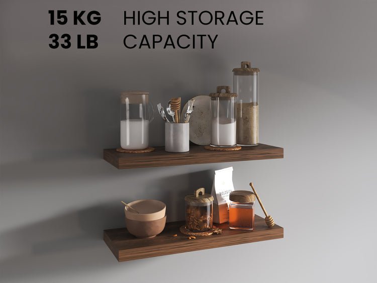 Ecco 31.5" Wide Floating Shelves Set Of 2, Shelves For Wall Decor For Bedroom, Bathroom Storage Shelves, Book Shelves For Living Room