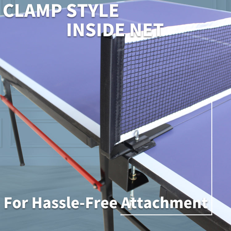 8Ft Mid Size Table Tennis Table Foldable & Portable Ping Pong Table Set For Indoor Games With Net, 2 Table Tennis Paddles And 3 Balls