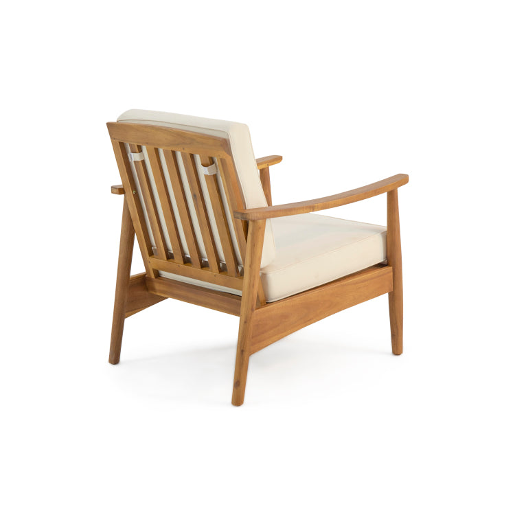 Club Chairs Laurent 500Lbs Capacity Acacia Outdoor, Teak Finish Patio Furniture Sets With Thick Cushion, Appropriate For Garden Porch