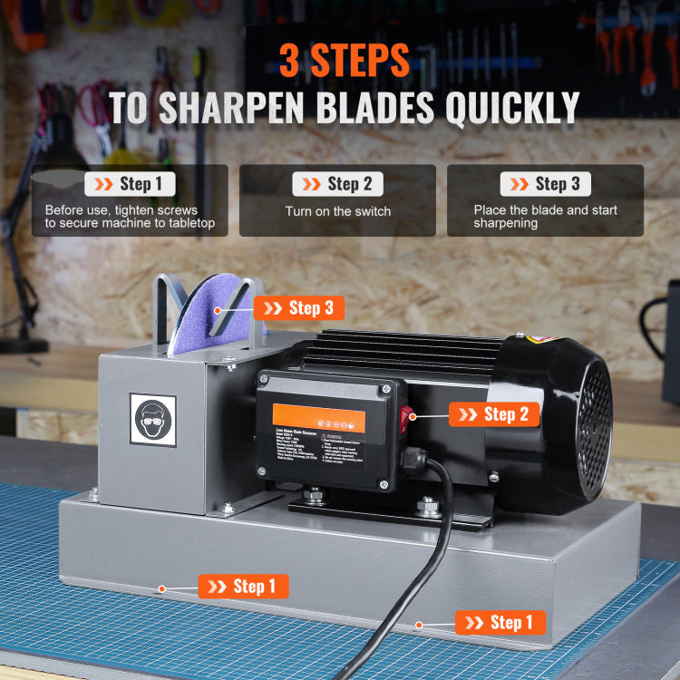 Lawn Mower Blade Sharpener, 1Hp 750W Lawnmower Blade Grinder With 9 Inch Ceramic Grinding Wheel, Powerful Bench Mower Sharpening Machine For High Low Lift Blades, Gator Blades, Flat Blades