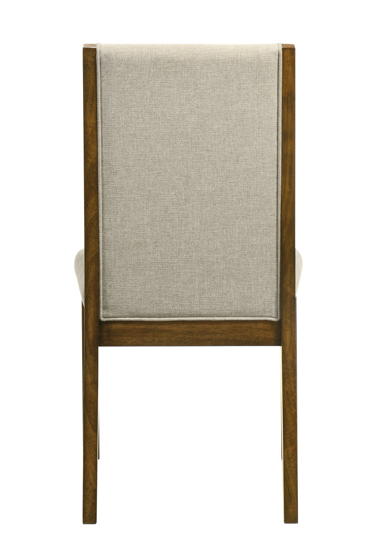 2Pc Tailored Chairs Tufted Upholstered Soft Neutral Fabric Luxurious Comfort Modern Wooden Dining Room Furniture