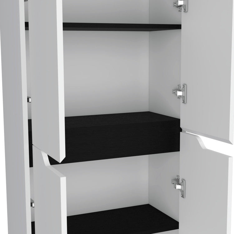 Keyser Multistorage Kitchen Pantry With 5 Shelves And 4 Doors, White Black