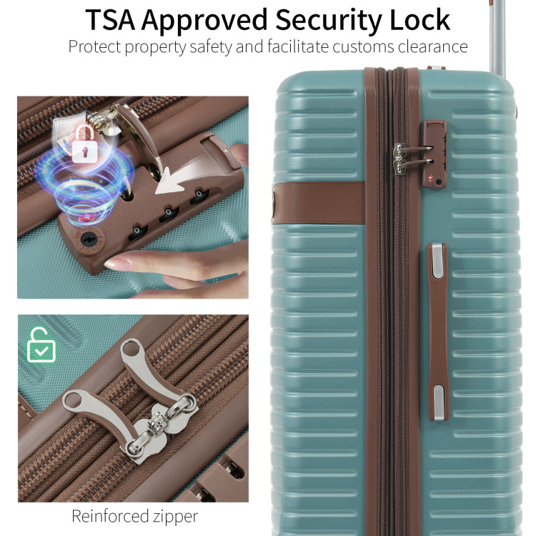24 Inch Hardshell Abs Luggage, Lightweight Expandable Checked Suitcase With Spinner Wheels, Tsa Lock, 2 Packing Cubes Blue