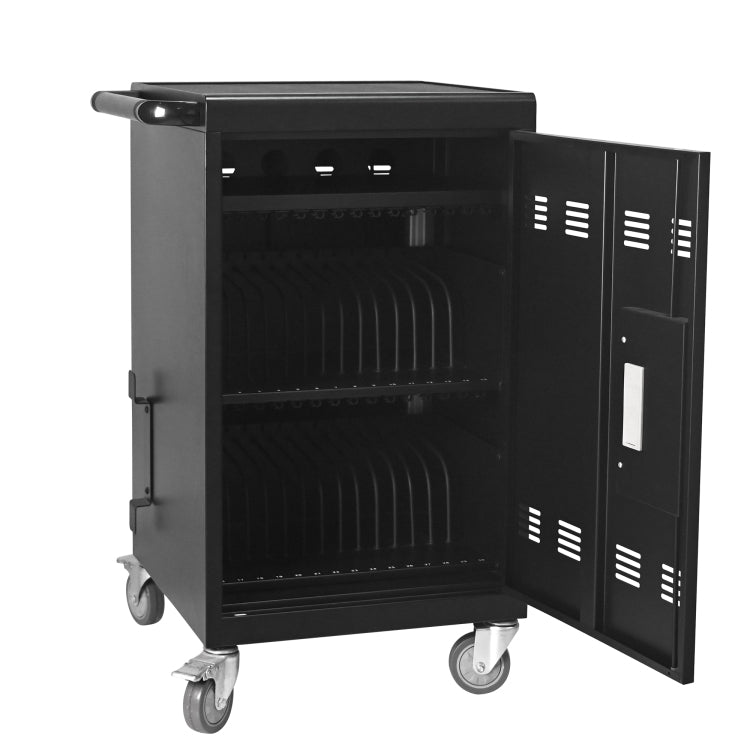 Mobile Charging Cart And Cabinet For Tablets Laptops 30 Device With Combination Lock Black
