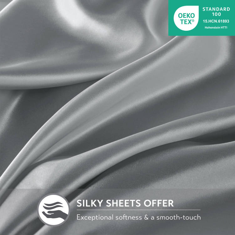 4 Pcs Twin Luxury Sheet Set Grey