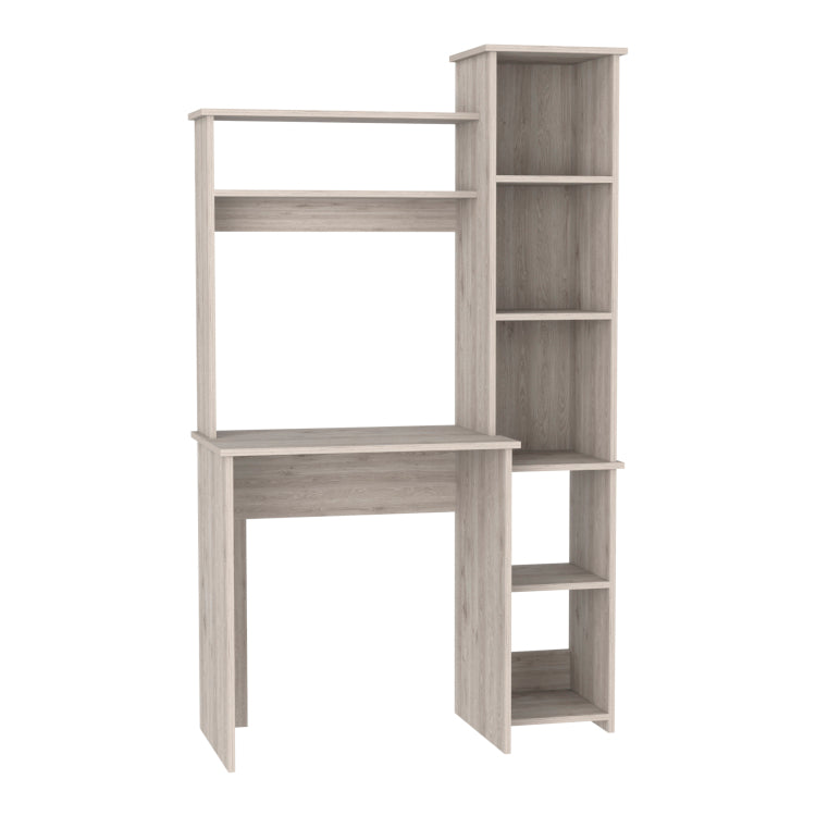 Aramis Desk, Five Shelves, Two Superior Shelves, Light Gray