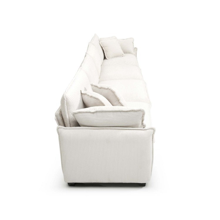 Corduroy Sofa , Modern Upholstered 4 Seater Corduroy Fabric Sofa , Office Living Room Apartment Comfortable Sofa, Easy To Assemble With 2 Arm Pillows And 4 Throw Pillows
