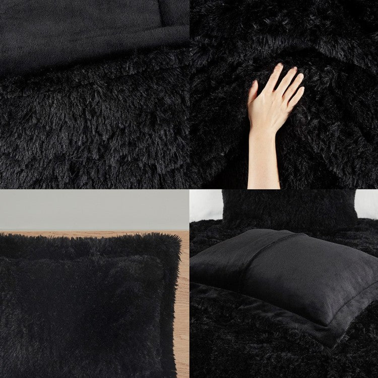 Twin Twin Xl Shaggy Long Fur Comforter Mini Set