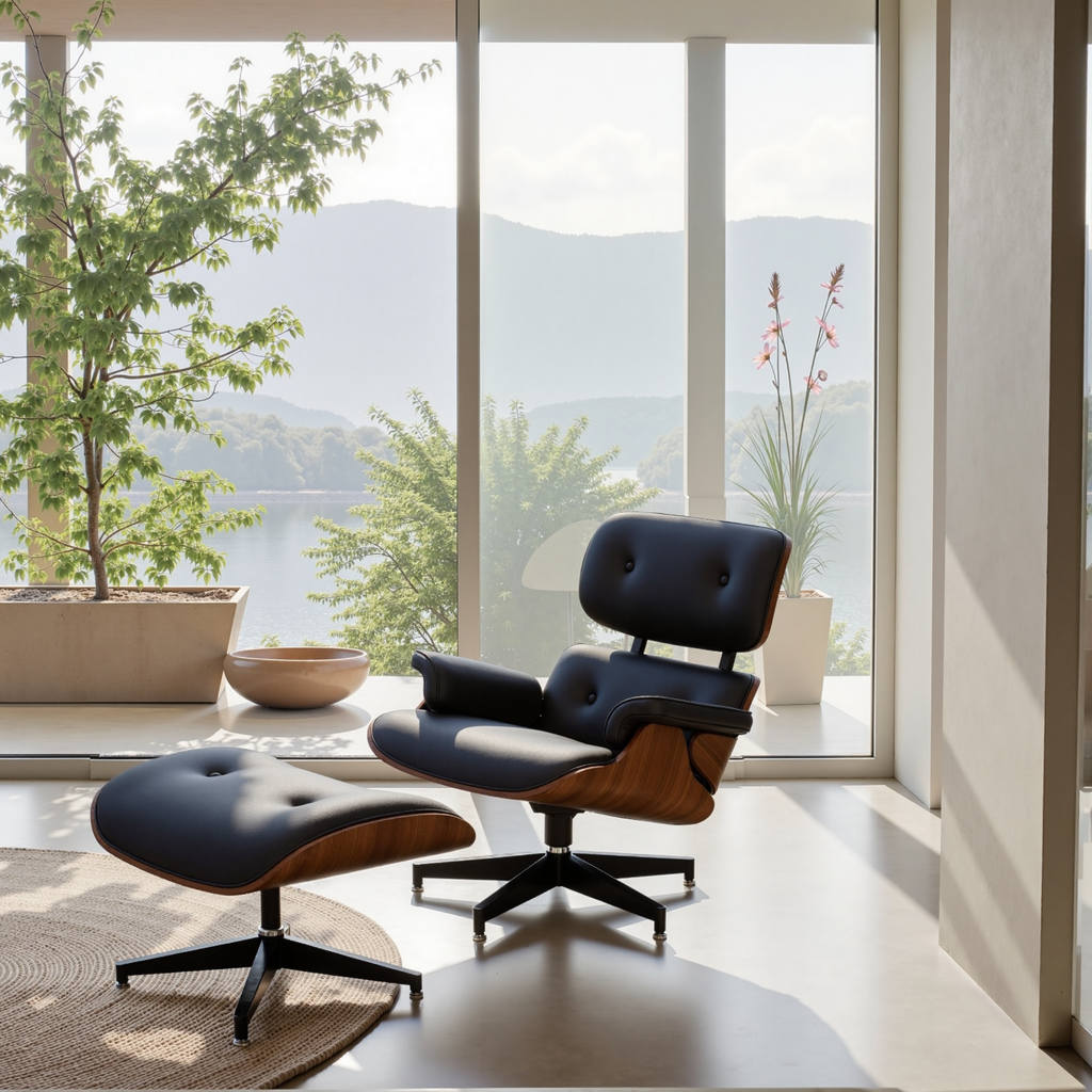 Genuine Leather Recliner Chair With Ottomanchairs, For Living Room, With Heavy Duty Base Leather, Black
