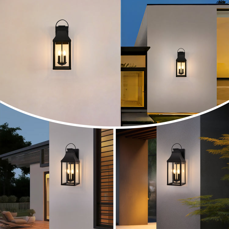 20'' Outdoor Wall Light, Porch Light Outdoor Wall Sconce Lantern, 2 Light Modern Black Exterior Lighting Fixture Wall Mount, Outside Light For House Garage, 1 Pack