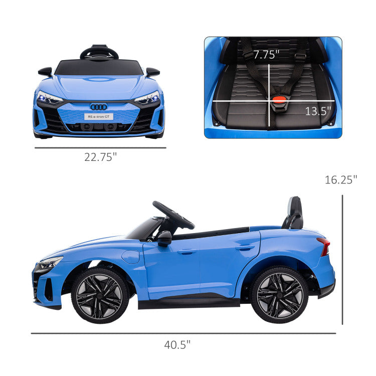 Aosom Kids Ride On Car, 12V Licensed Audi Rs E Tron Gt 3.1 Mph Electric Car For Kids, Ride On Toy For Boys And Girls With Remote Control, 4 Wheels With Suspension, Horn, Music, Lights, Blue
