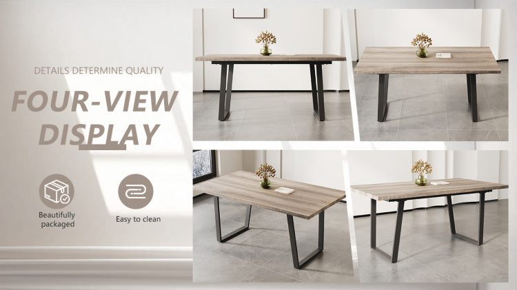 62.9 Inch Rectangular Mdf Dining Table, Simple And Modern Design, 6 Person Dining Table, Perfect For Kitchen And Dining Rooms