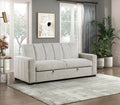 Transitional Style Convertible Sofa With Pull Out Bed Light Gray Upholstery Solid Wood Living Room Furniture 1Pc