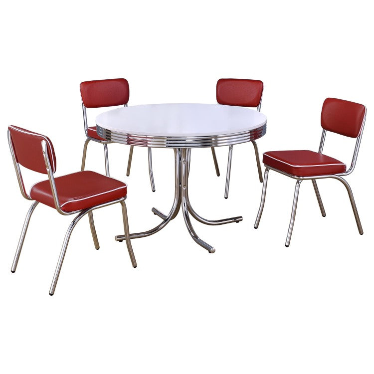 Parlisse White 5 Piece Round Dining Set