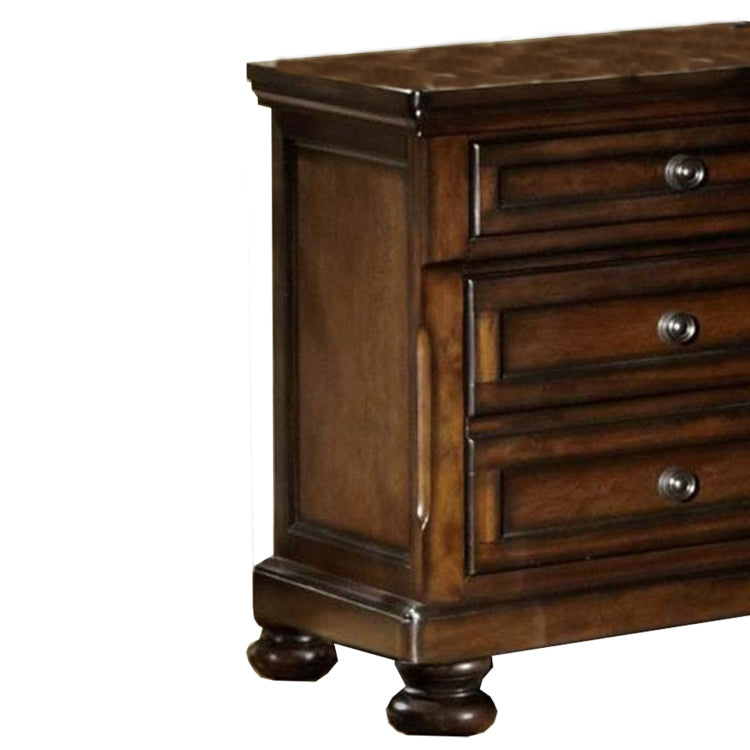 Classic Wooden Night Stand With 2 Drawers Brown