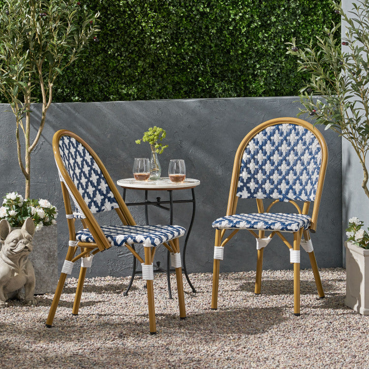 FRENCH BISTRO CHAIR Set of 2 white+navy - aluminium