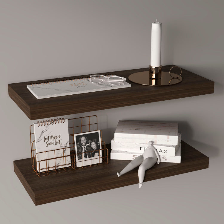 Floating Shelves, Dark Oak, 2 Shelves, 1.50" H
