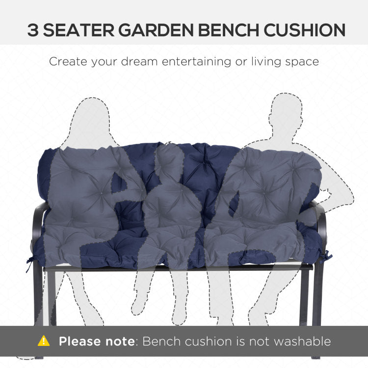 Outsunny Tufted Bench Cushions For Outdoor Furniture, 3 Seater Replacement For Swing Chair, Patio Sofa Couch, Overstuffed, Includes Backrest, Dark Blue