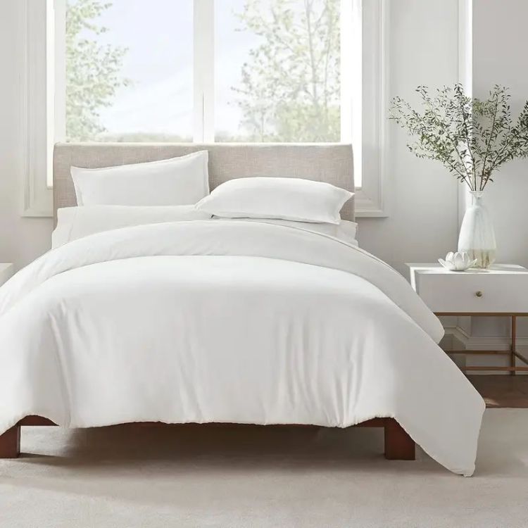 Serta Simply Clean Pleated Duvet Cover White Twin